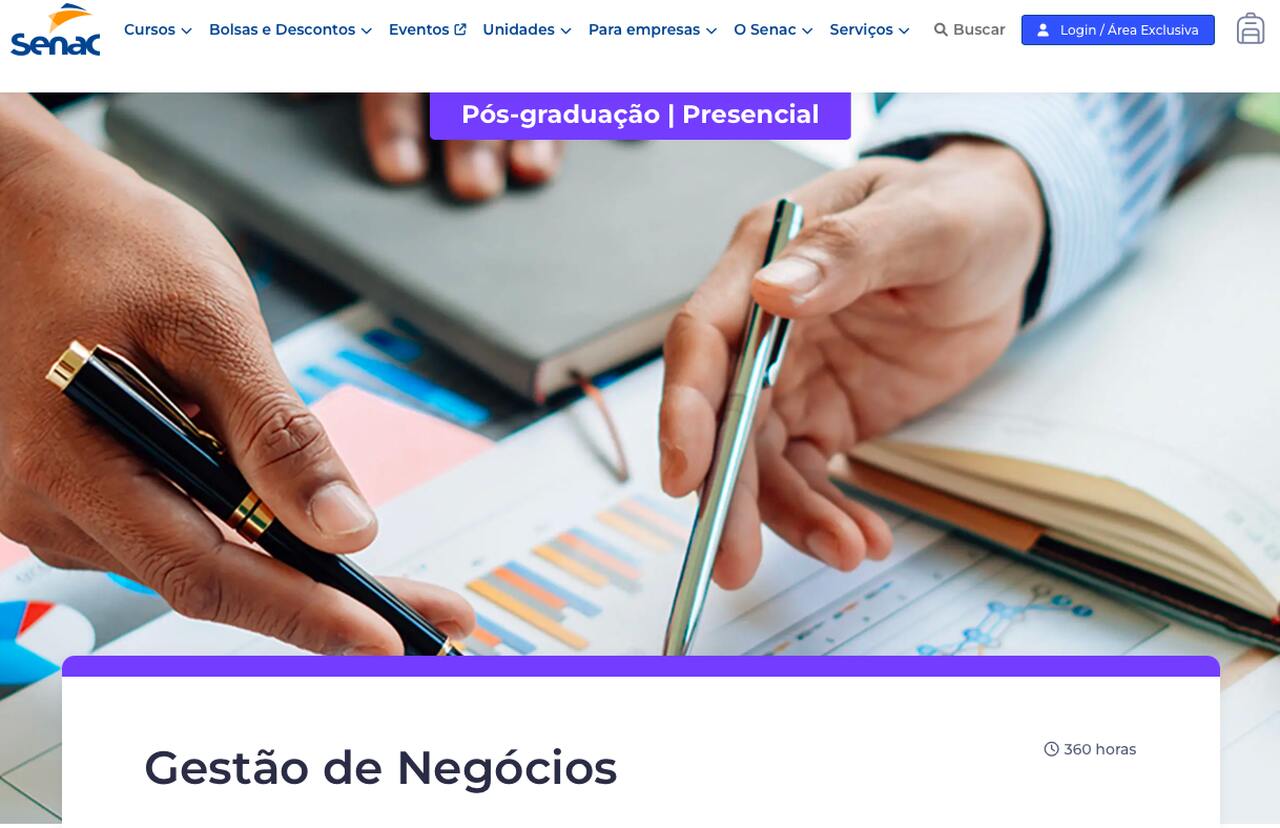 MBA em Gestão de Negócios e Serviços de Saúde no Senac