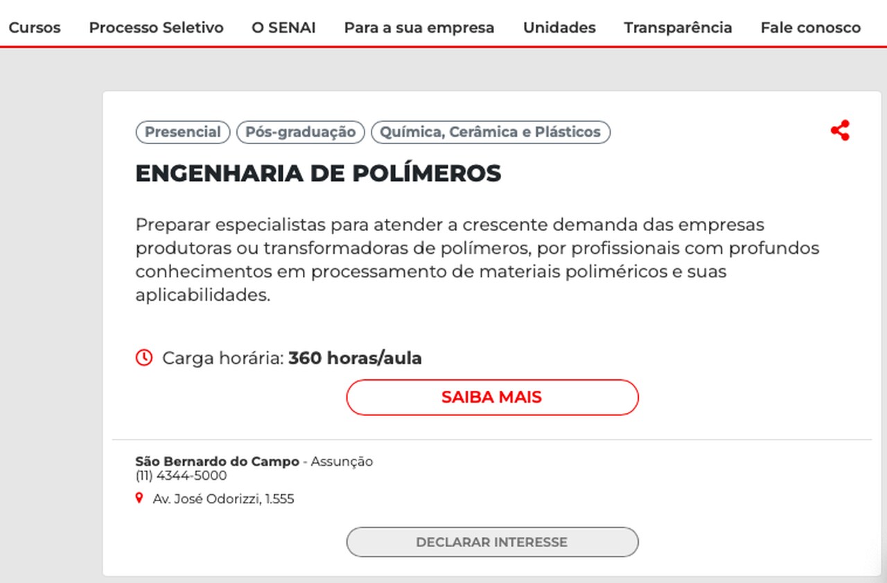 Engenharia de Polímeros Senai