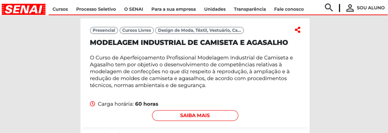 curso gratuito de Moldes industriais de camisa