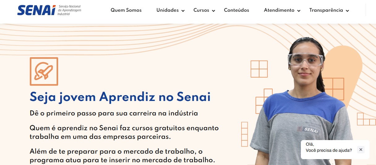 Captura de tela do site SENAI ES