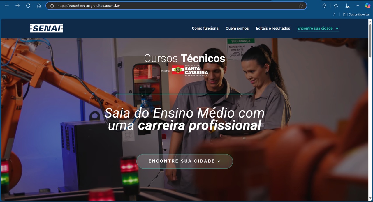 Portal para inscrição de cursos técnicos SENAI SC e SED SC 